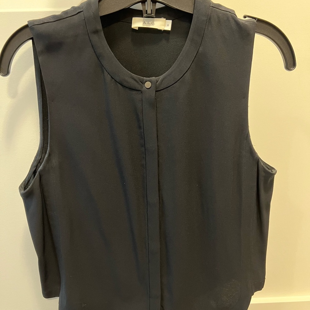 A.L.C. Black Cropped Sleeveless Blouse Size S
